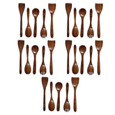 Kuber Industries Sheesham Handicrafts Wooden Serving and Cooking Spoons | No Harmful Polish | Naturally Non-Stick | Wood Brown Spoons Kitchen Utensil | Handmade Spatula Set of 5 (Pack of 5)